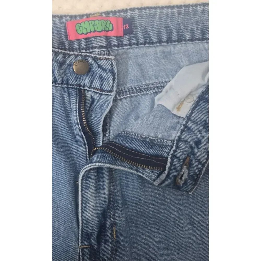 Empyre Gyuru Baggy Wide Leg Jeans Y2K Skate Light Wash Women Size 12